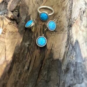 Opal set ring earrings pendant